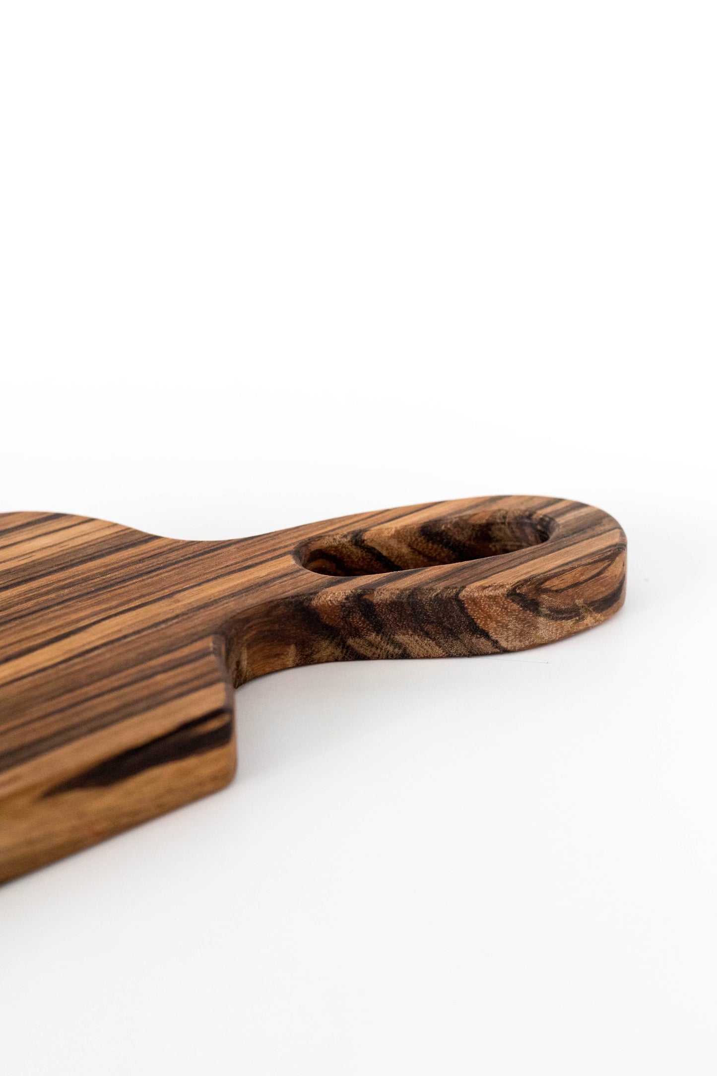 Zebrawood Charcuterie Board with Handle - 3/4"