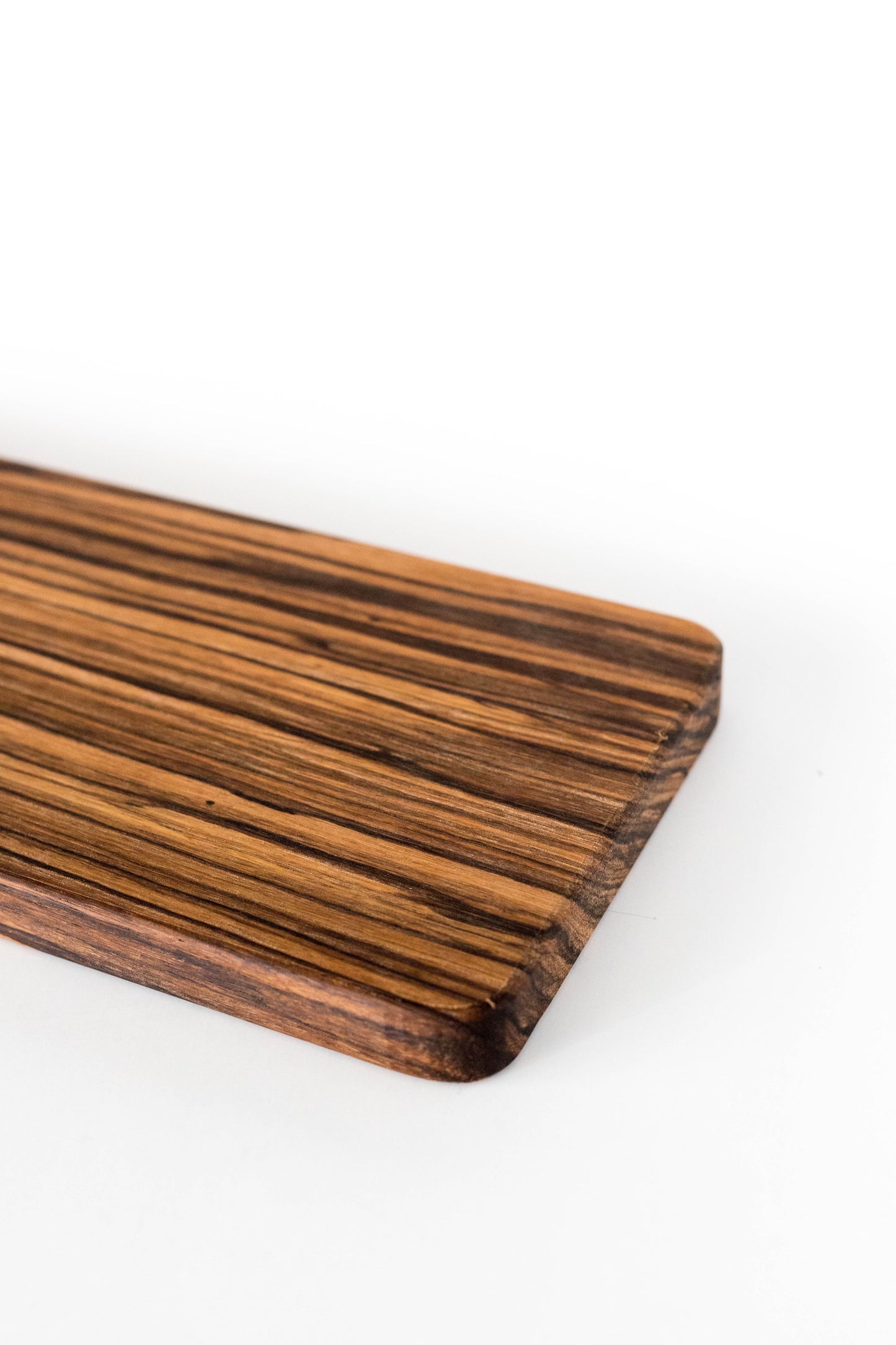 Zebrawood Charcuterie Board with Handle - 3/4"